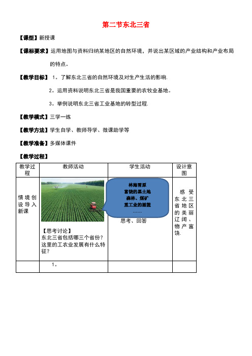 八年级地理下册6.2东北三省教学案(无答案)商务星球版