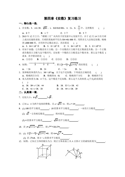 苏科版数学八年级上册第四章《实数》单元练习含答案