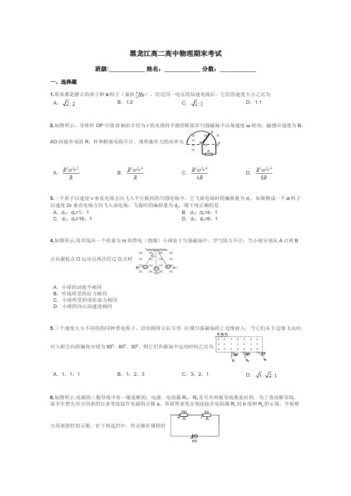 黑龙江高二高中物理期末考试带答案解析
