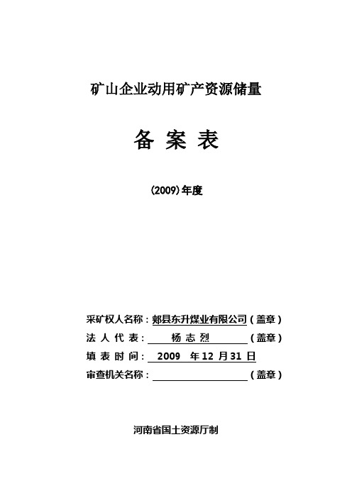 矿山储量动态检测年度报告备案表(新)