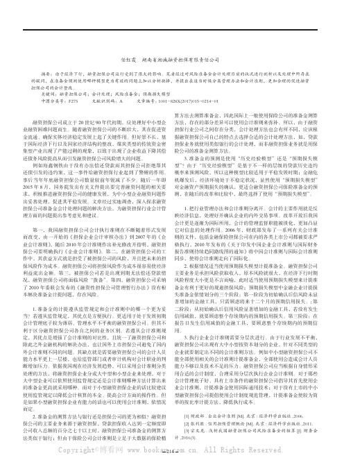 融资担保公司风险准备金会计处理问题研究