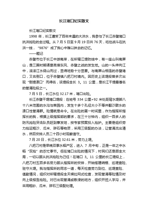 长江堵口纪实散文