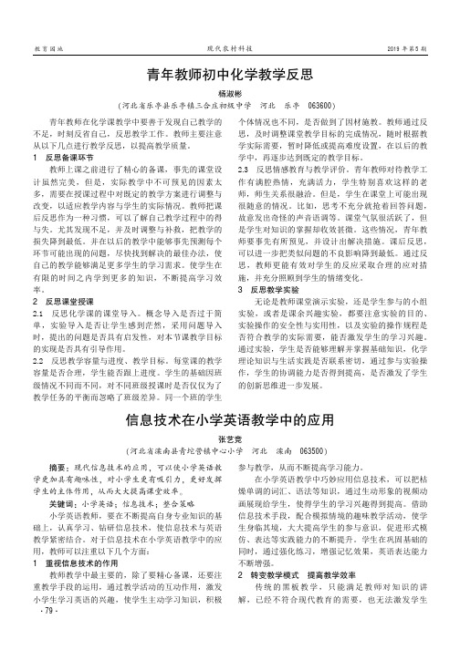 青年教师初中化学教学反思