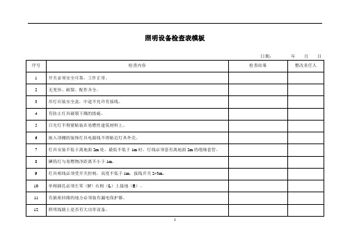 照明设备检查表模板