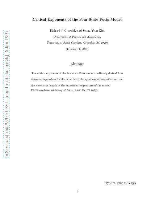 Critical Exponents of the Four-State Potts Model