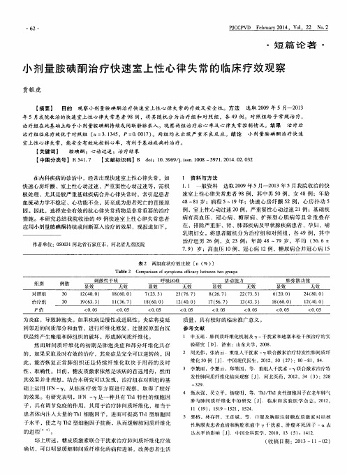 小剂量胺碘酮治疗快速室上性心律失常的临床疗效观察