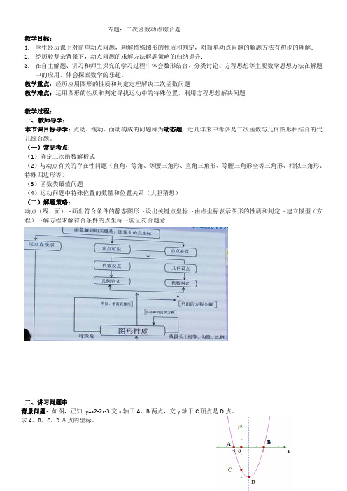 初中数学北师大九年级下册 二次函数次函数与图形(动点问题)专题(教学设计)