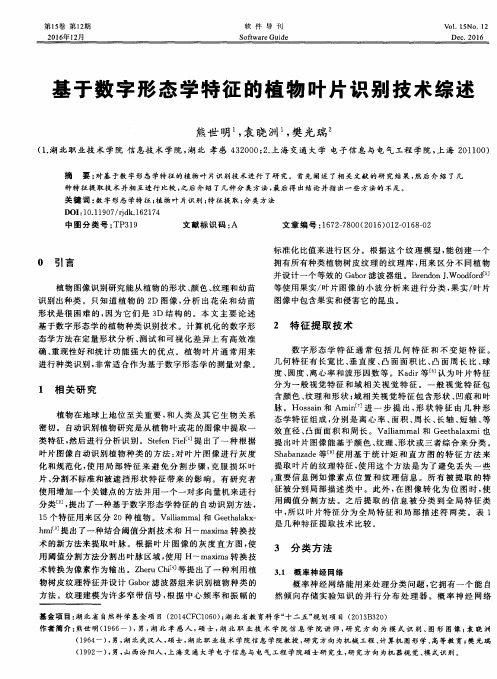 基于数字形态学特征的植物叶片识别技术综述