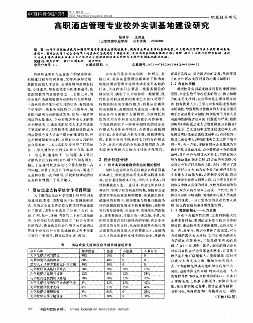 高职酒店管理专业校外实训基地建设研究