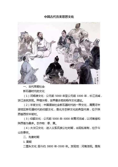 中国古代各类思想文化