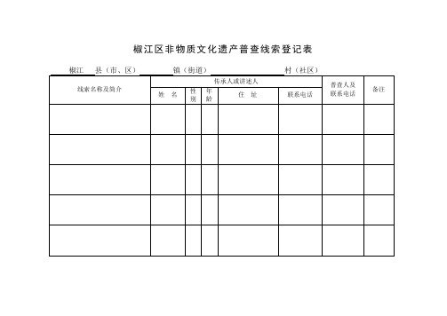 椒江区非物质文化遗产普查线索登记表