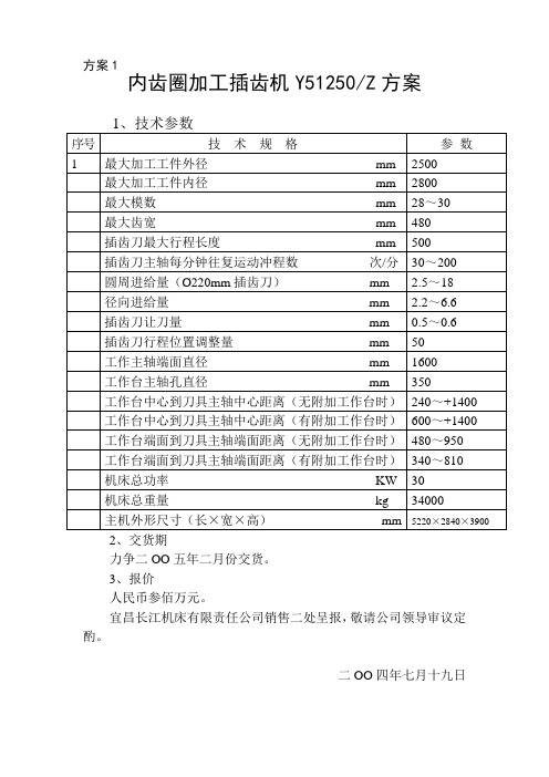 内齿圈加工插齿机Y51250