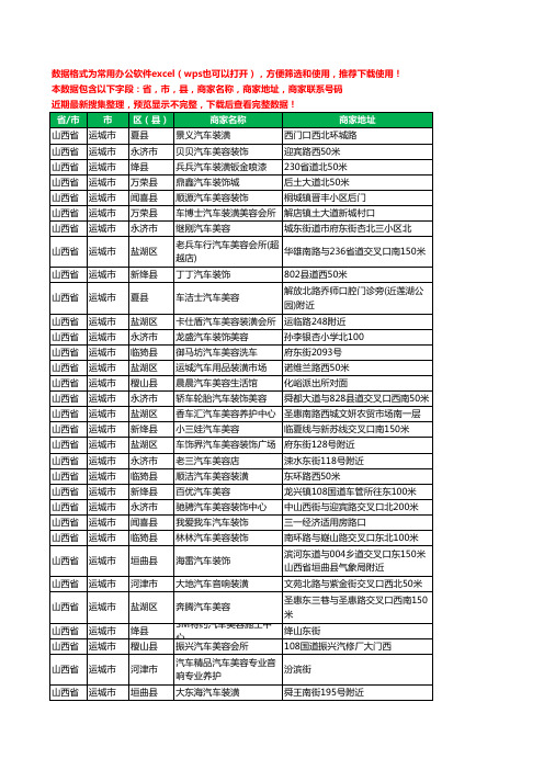 2020新版山西省运城市汽车美容工商企业公司商家名录名单联系电话号码地址大全572家