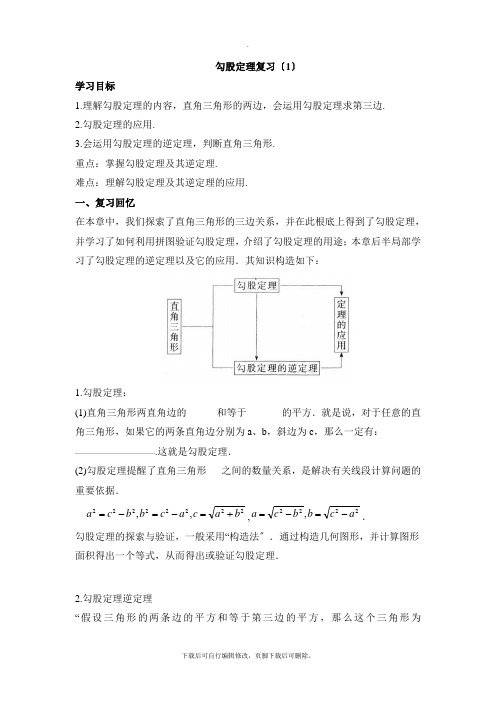 人教版数学八年级下册第十七章《勾股定理(1)》复习学案