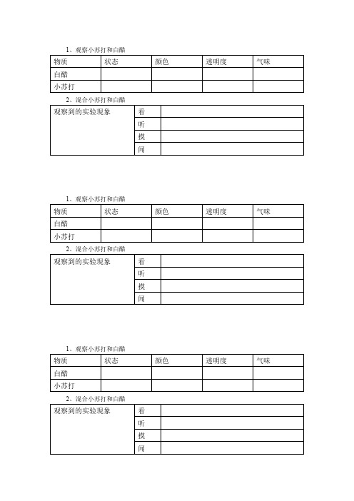 小苏打和白醋的变化实验表格)