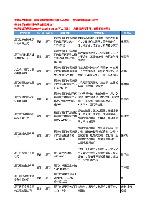 2020新版福建省厦门实验室常用设备工商企业公司名录名单黄页联系方式大全270家