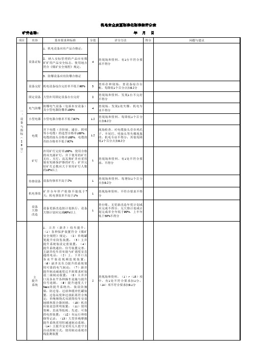 安全管理安全质量标准化标准和评分表