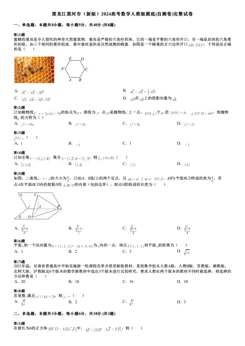 黑龙江黑河市(新版)2024高考数学人教版摸底(自测卷)完整试卷