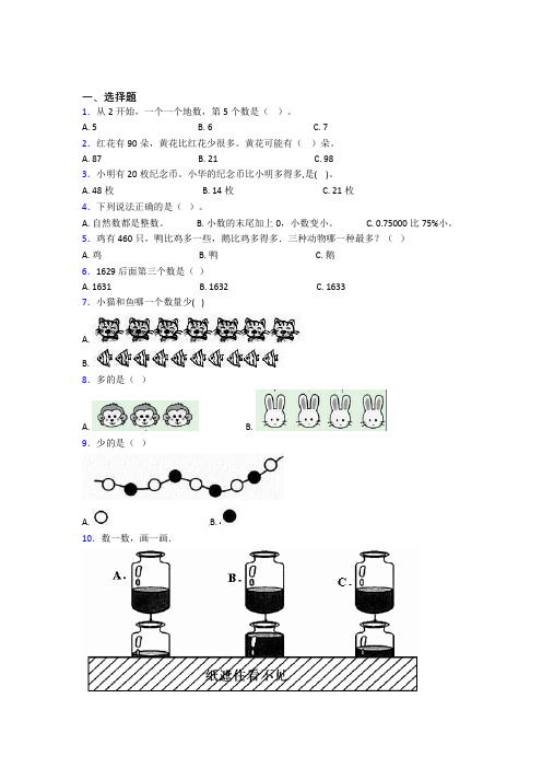 上海民办复旦万科实验学校小学数学一年级上册第一单元测试(提高培优)