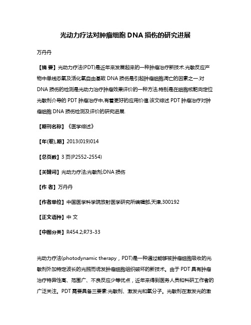 光动力疗法对肿瘤细胞DNA损伤的研究进展