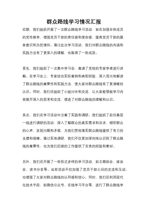 群众路线学习情况汇报