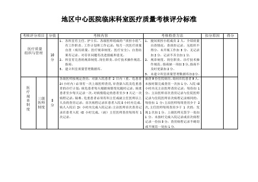 医疗质量考核评分表