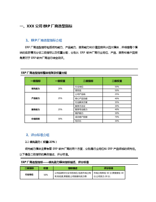 ERP选型指标体系