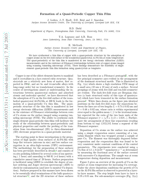 Formation of a quasiperiodic copper thin film