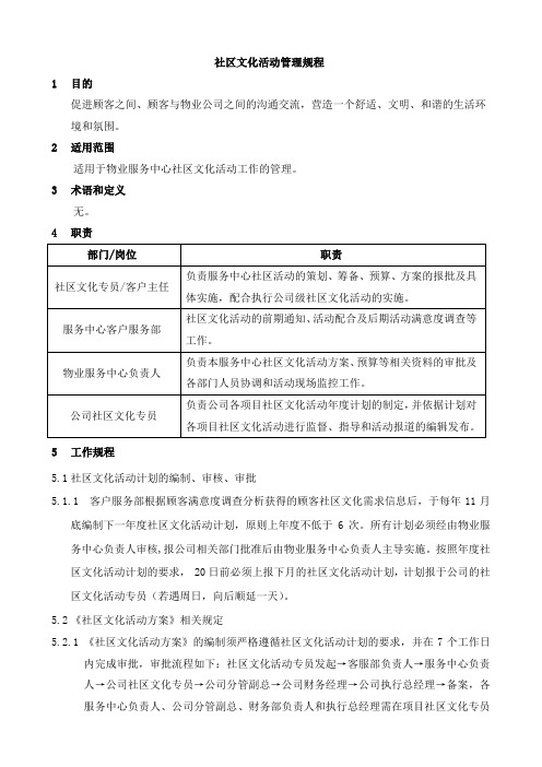 社区文化活动管理规程