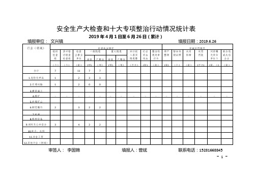 文兴镇安全生产大检查和十大专项整治行动情况统计表6