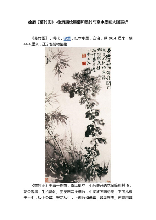 徐渭《菊竹图》-徐渭描绘墨菊和墨竹写意水墨画大图赏析