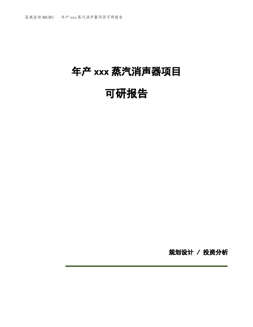 年产xxx蒸汽消声器项目可研报告模板
