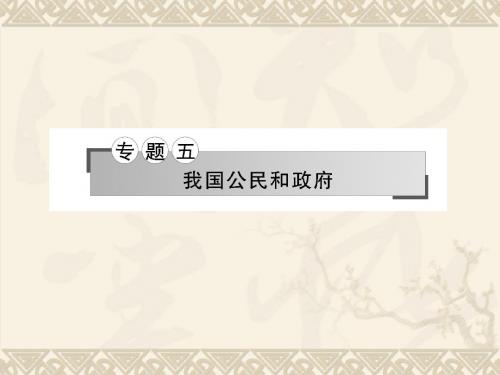 高三政治二轮专题复习课件-专题五  我国公民和政府(共94张PPT)