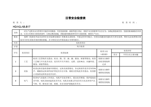 日常安全检查表