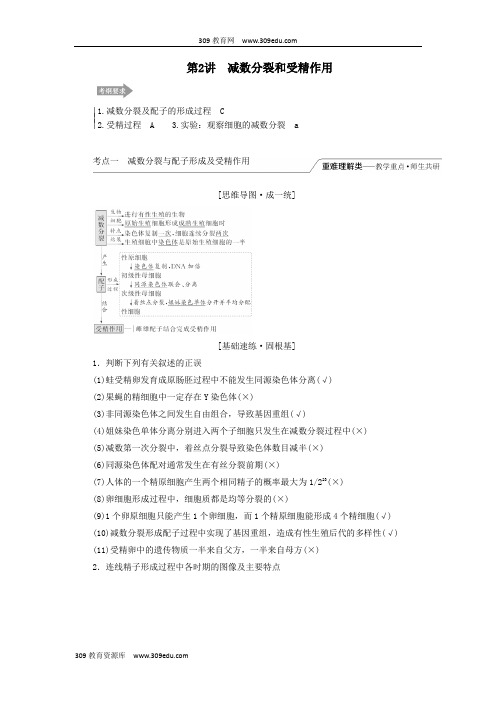 (江苏专版)2020版高考生物一轮复习第四单元第2讲减数分裂和受精作用讲义(含解析)(必修1)