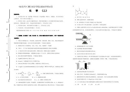 (新高考)2021届高考精品最新冲刺试卷   化学(二) 学生版