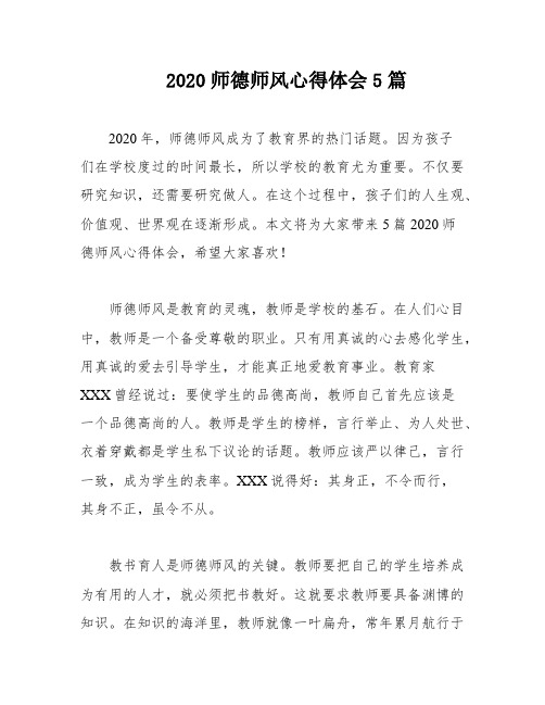 2020师德师风心得体会5篇