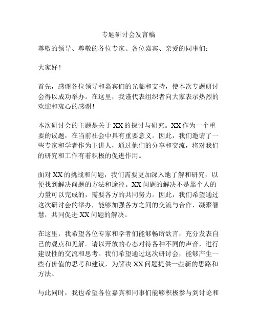 专题研讨会发言稿