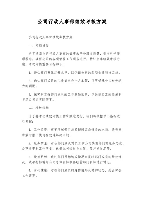 公司行政人事部绩效考核方案