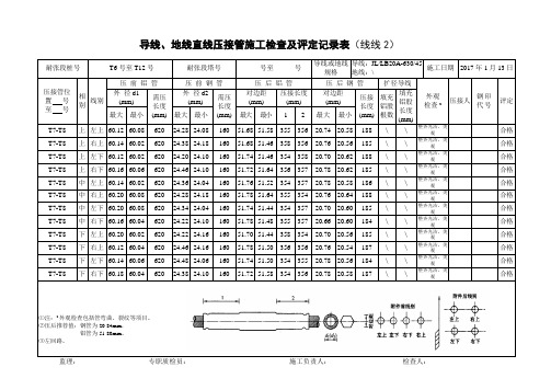 导线、地线直线压接管施工检查及评定记录表(线线2)(左)