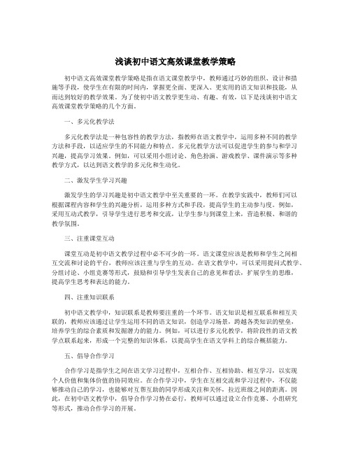 浅谈初中语文高效课堂教学策略