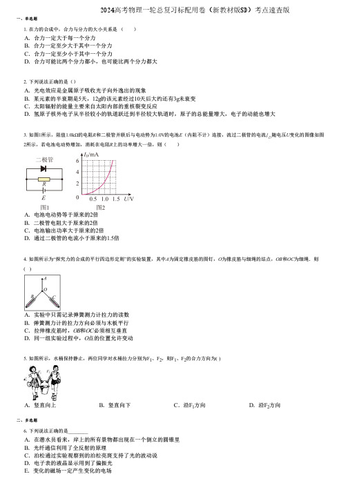 2024高考物理一轮总复习标配用卷(新教材版SD)考点速查版