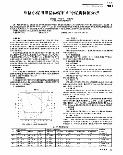 准格尔煤田黑岱沟煤矿6号煤质特征分析