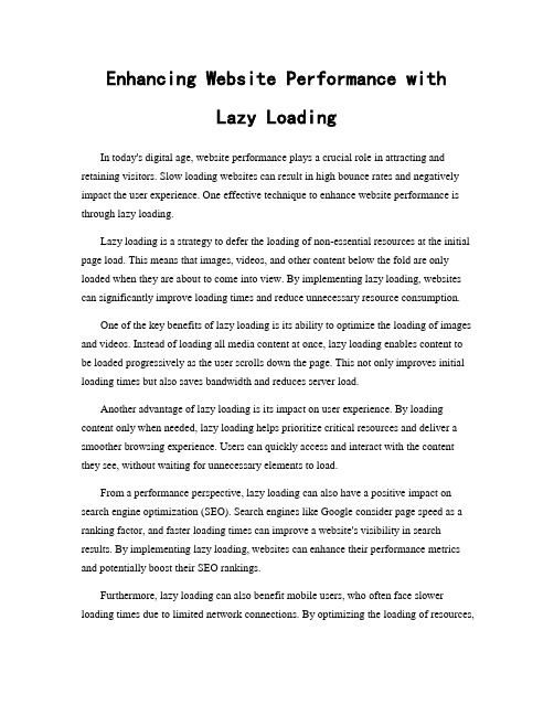 Enhancing Website Performance with Lazy Loading