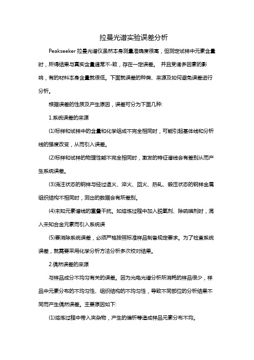 拉曼光谱实验误差分析