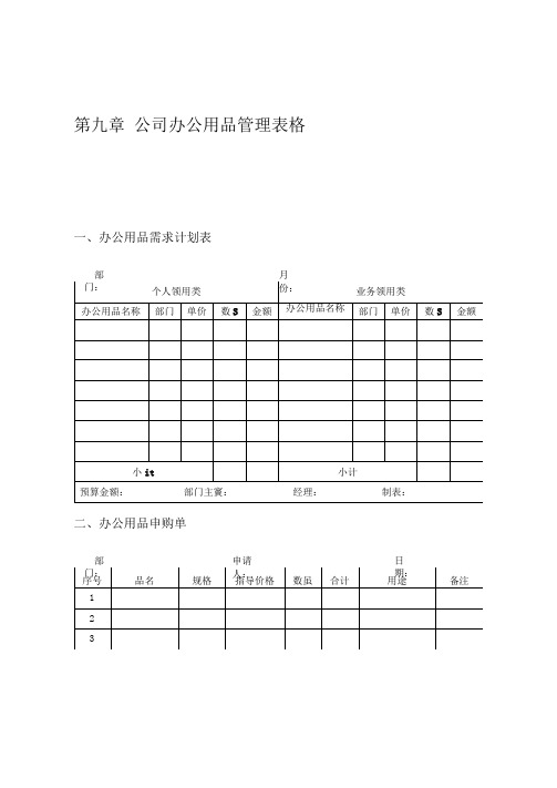 公司办公用品管理表格