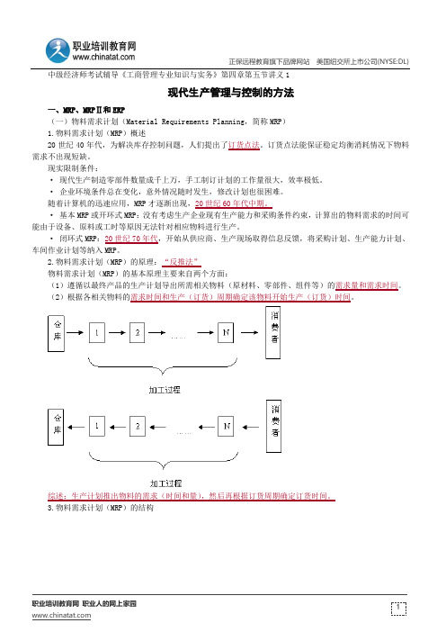 现代生产管理与控制的方法--中级经济师考试辅导《工商管理专业知识与实务》第四章第五节讲义1