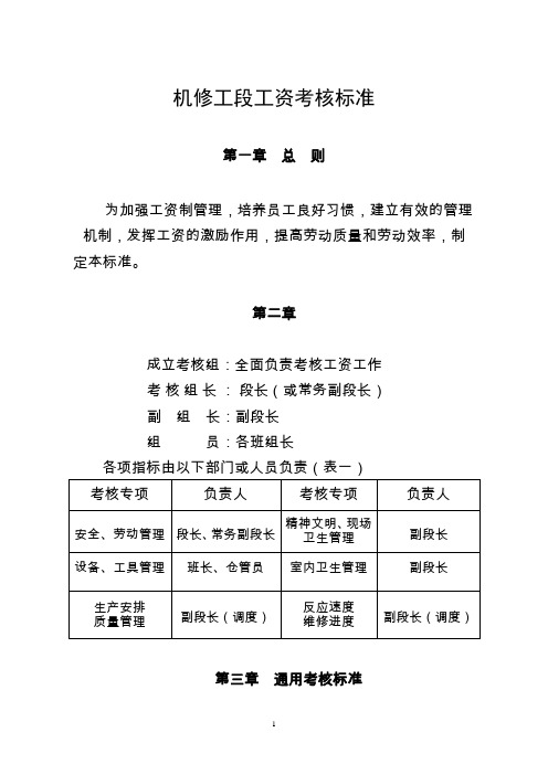 机修工段工资考核办法