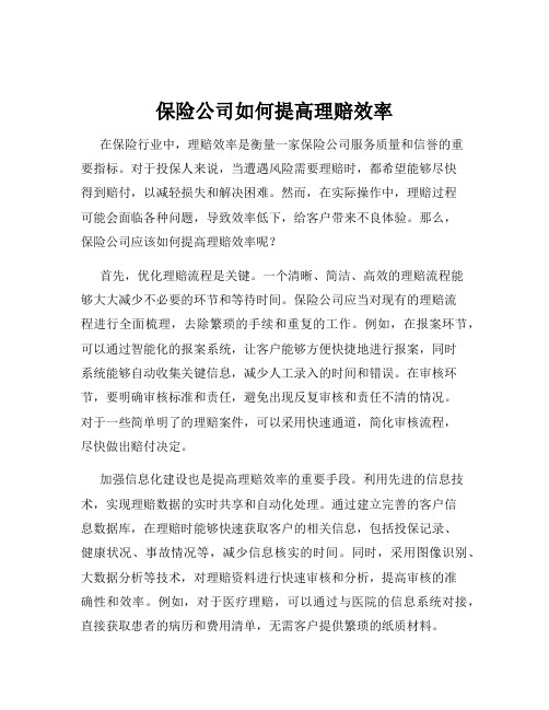 保险公司如何提高理赔效率