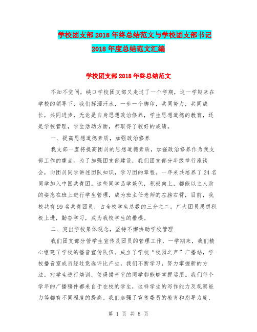 学校团支部2018年终总结范文与学校团支部书记2018年度总结范文汇编.doc